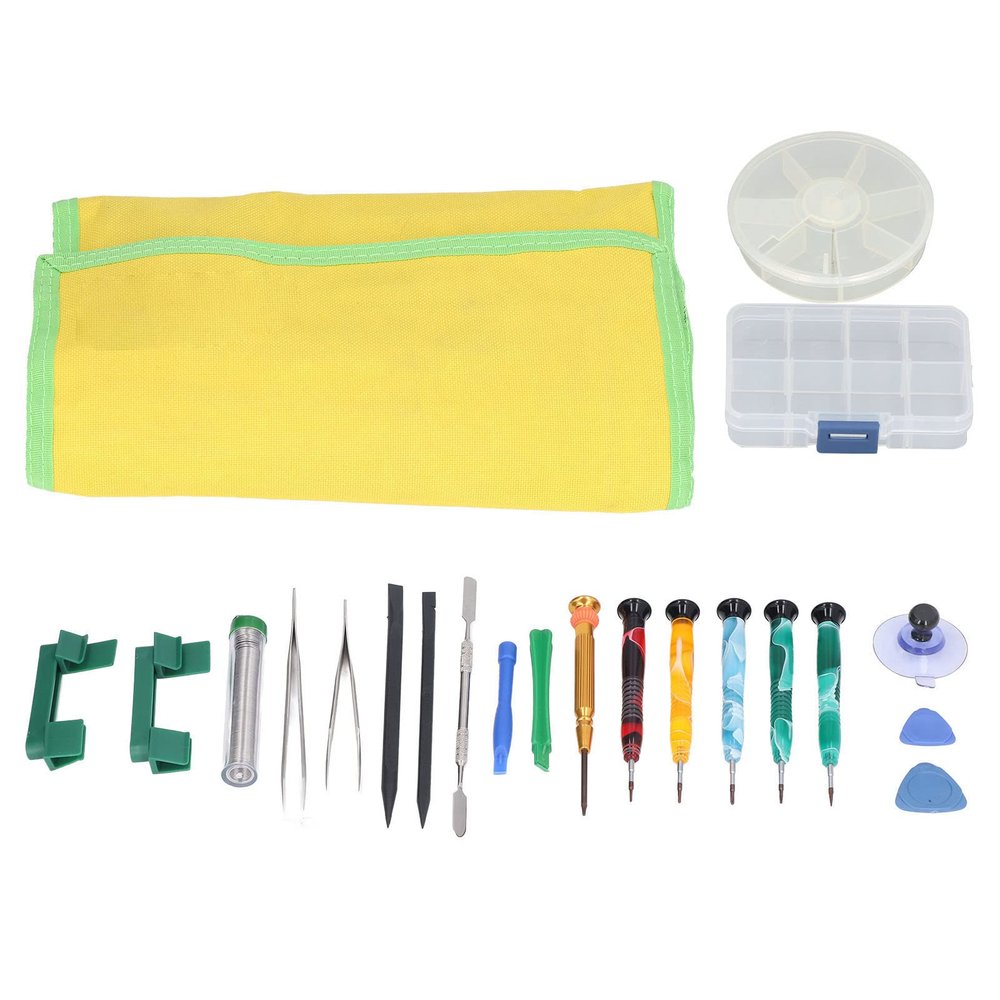 Electronics Opening Pry Tool Kit, Phone Repair Tool Set, 25 Piece Electronics Kit with Steel Prying Tools, Spudgers, Suction Cup for Cell Phones Laptops Tablets Repair