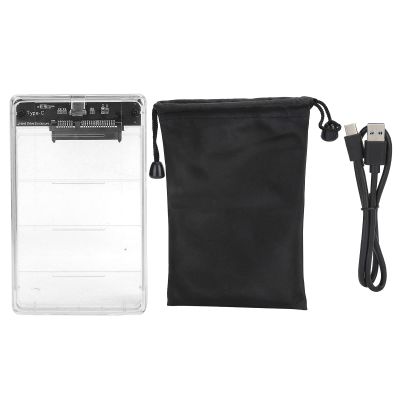 25. Inch USB 31. Type C to Hard Drive Enclosure, External Hard Disk for SSD , Transparent Shockproof ABS with LED Indicator, Plug and Play for OS