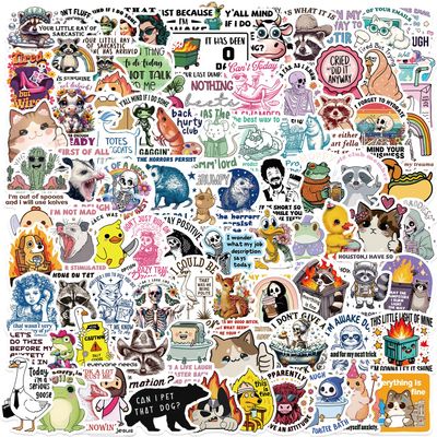 100PCS Funny Holographic Stickers Sarcastic Meme Stickers Waterproof Vinyl Decals for Laptop Water Bottle Skateboard Luggage Car Bumper for Kids Teens Girls Adults