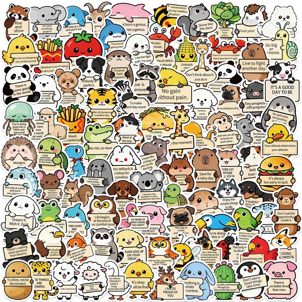 100PCS Emotional Support Animal Stickers Affirmation Sticker Pack for Adults or Kids Cute Inspirational Buddies for Laptop Water Bottle Skateboard Luggage Car Bumper