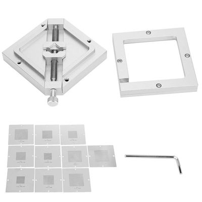 BGA Reballing Rework Station HT 90, BGA Rework Station with Diagonal Template, Aluminum Alloy Tin Planting Station for Computer CPU Phone Welder Kits, Includes 10Pcs