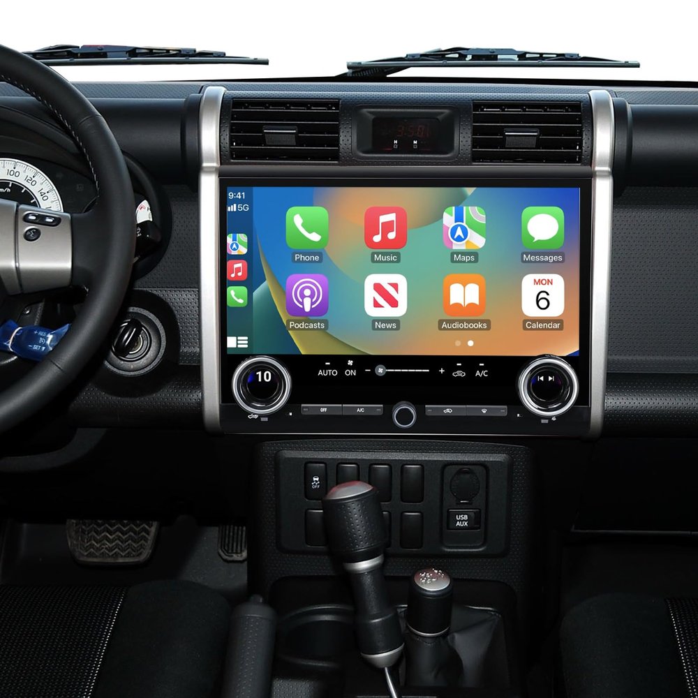 128GB Touchscreen Android 13 Stereo Radio for Toyota FJ Cruiser 2007-2021 with Wireless CarPlay & Android Auto Replacement Upgrade Head Unit Tesla Style Car Radio with GPS Navigation Bluetooth WiFi