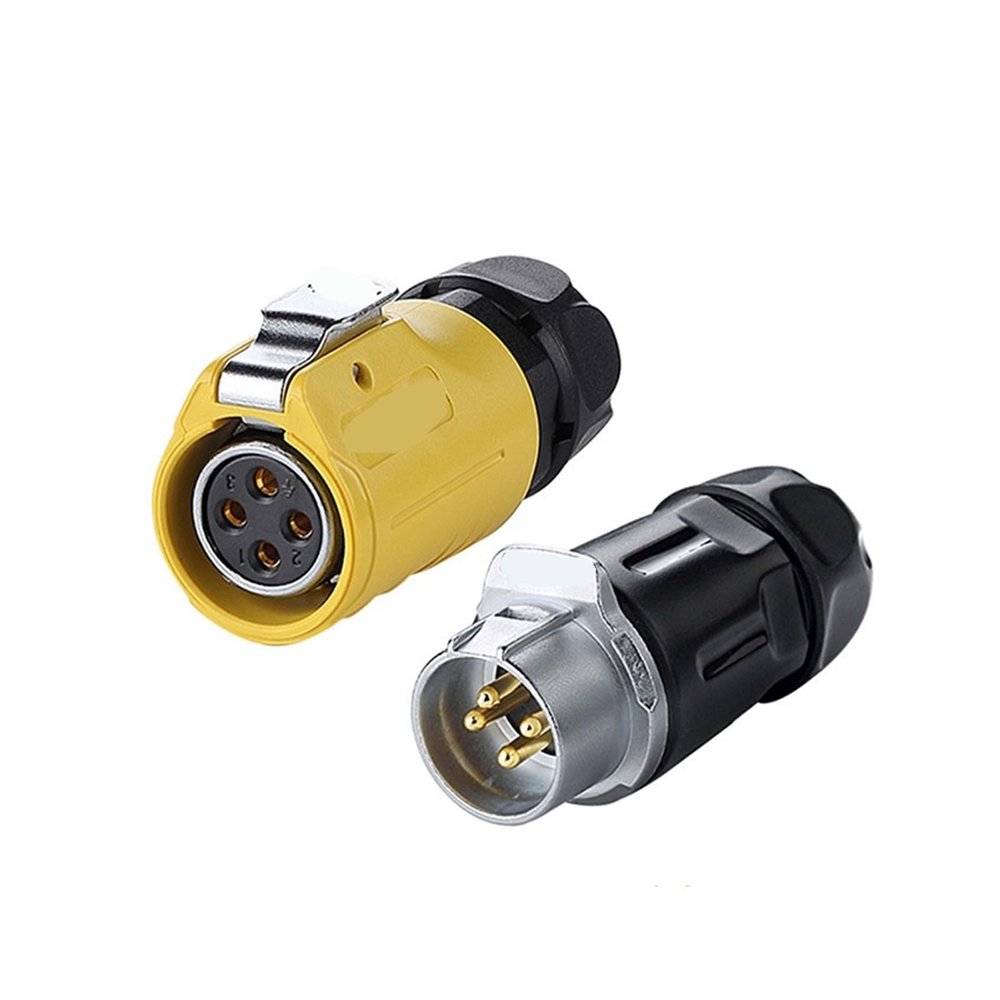 JSCCMEEQ LP20 Aviation M20 4-pin Round Cable Power Cord Butt Plug Connector for Underwater Landscape LED Light KL4-5b(Female Docking Set)