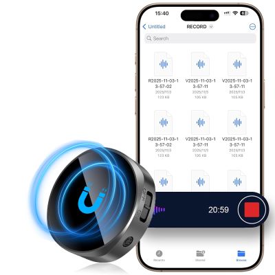 64GB Magnetic Voice Recorder - Voice Activated Recorder AI-Intelligent Noise Reduction, 4800 Hours Recording Device & USB-C Audio Recorder for Lectures, Meetings, Interviews