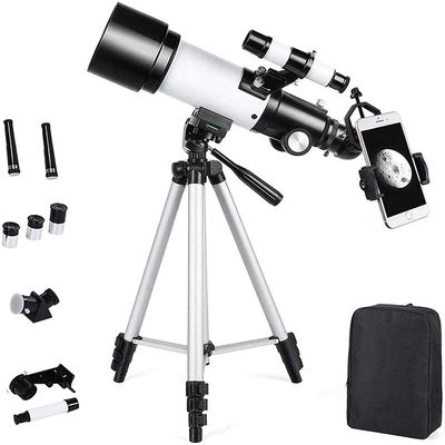 Astronomy Refractor Telescopes,70mm Aperture Ultra-Clear Telescope with Backpack Outdoor Finder Chart Moon Filter Astronomical Telescope with Tripod for Children Adults Gift-White Bring