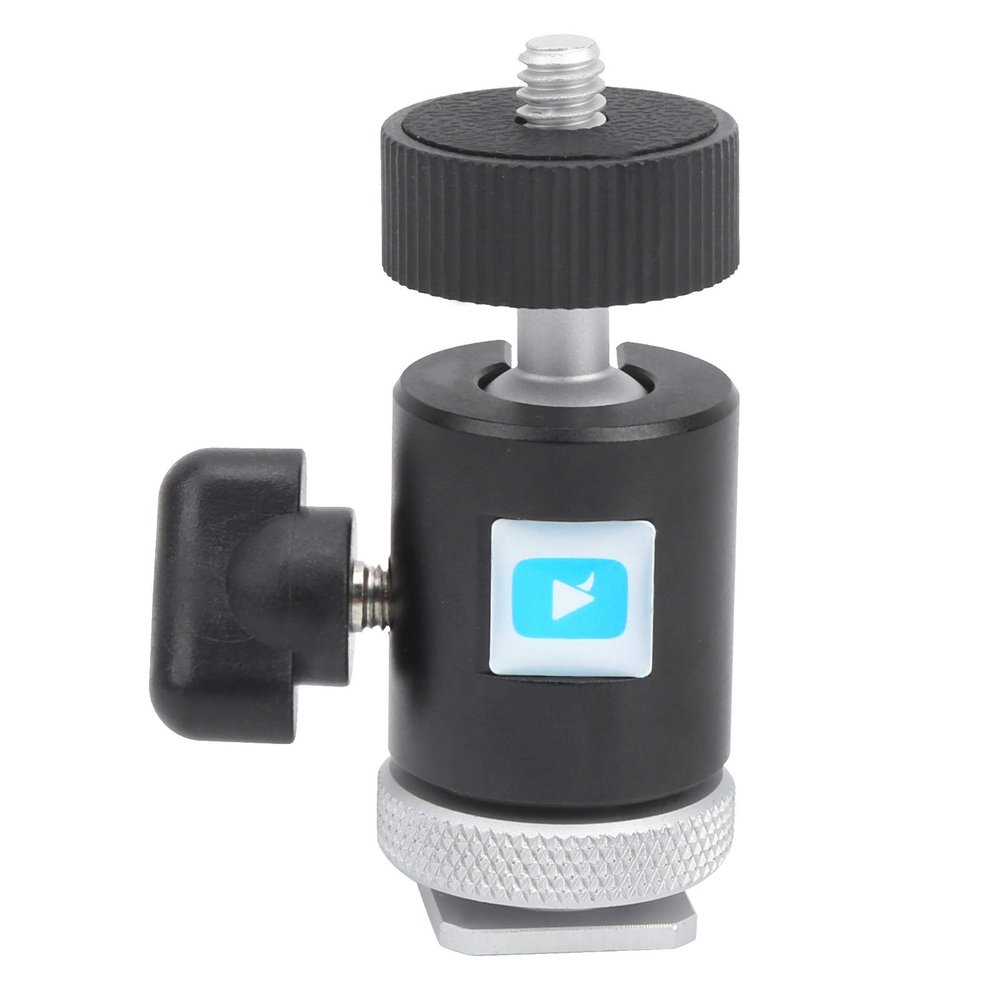 Multi Functional Aluminum Alloy Head with Cold Shoe Base, Camera Head, 360 Degree Rotation and 90 Degree Adjustment, Compatible with Camera, Fill , Microphone,