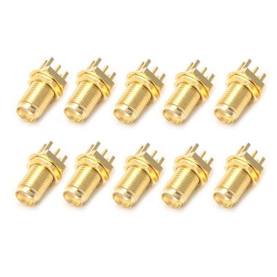 10pcs End for Launch PCB Mount Mount SMA Female Straight Connector Adapt Connector Pigtail Cable Plug Adapter Socket Coaxial Cord Solder Bulkhead Panel Press Electrical Outlet