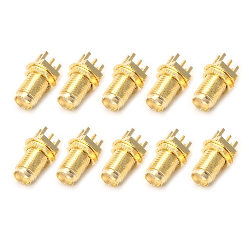 10pcs End for Launch PCB Mount Mount SMA Female Straight Connector Adapt Connector Pigtail Cable Plug Adapter Socket Coaxial Cord Solder Bulkhead Panel Press Electrical Outlet