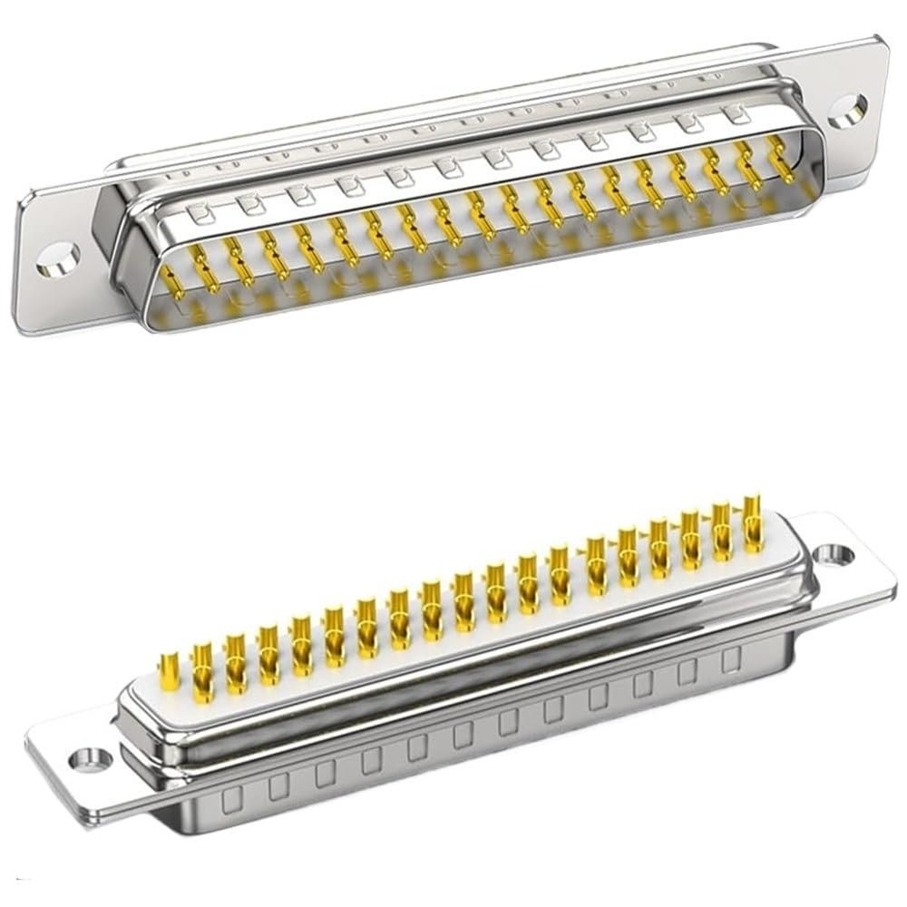 10Pc Gold DB9 DB15 DB25 DB26 DB37 Connector VGA Serial Port Adapter Male Female Plug Socket 2row 3rows Pin Wiring Type(10pcs Male DB37)