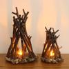Gilubfckin Campfire Night Light with Touch Switch, Fake Campfire with Flame Sound, Wooden LED Dimmable Lamp, Rechargeable Table Lamp for Bedroom, Office and Bar view 1