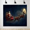 10x7ft Santa Sleigh with Reindeer Christmas Photography Backdrop Winter Night Background Decoration Holiday Merry Xmas Happy New Year Party Banner Photoshoot Studio Props Fabric view 1