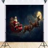 10x7ft Santa Sleigh with Reindeer Christmas Photography Backdrop Winter Night Background Decoration Holiday Merry Xmas Happy New Year Party Banner Photoshoot Studio Props Fabric view 2