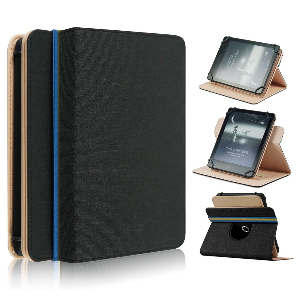 6-inch e-Book Suitable for Onyx Boox Monte Cristo 5 4 3 2 Protective case with Hand Rope 360 Degree Rotating flip Cover (Black)