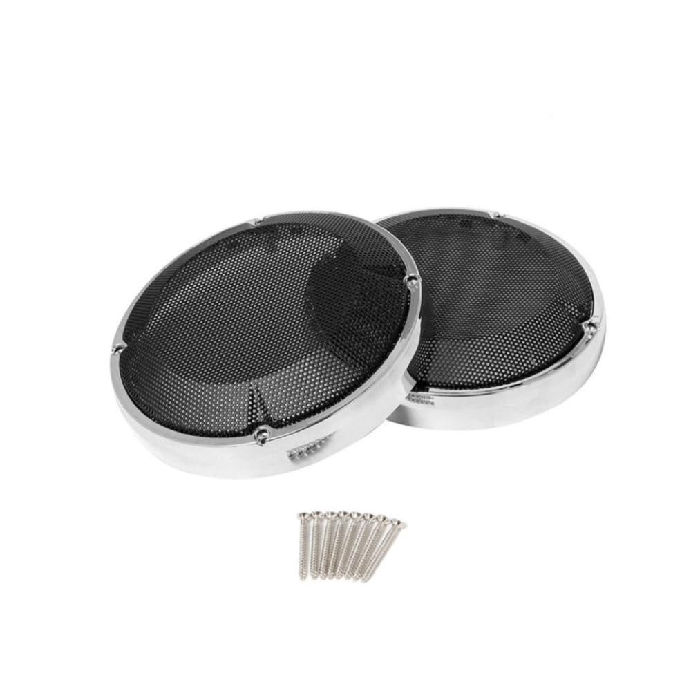 2PCS 6.5 Inch Saddlebag Lid Speaker Grill Cover Motorcycle Black Chrome Compatible with Automotive Motorcycle Parts Touring Street Road 2019 2020 1983 2019(Chrome)