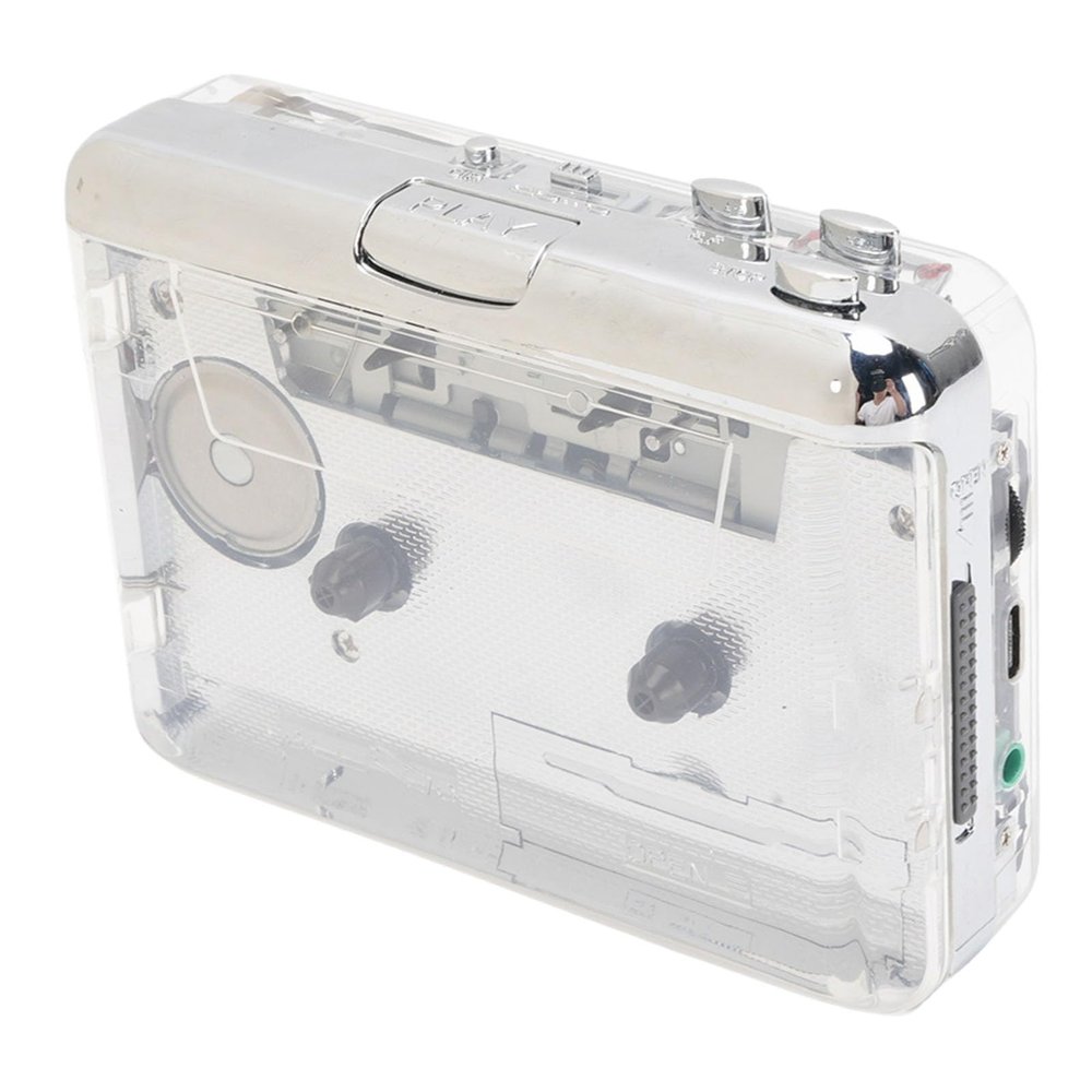 Zopsc Portable Cassette Player, Cassette to MP3 Converter with USB C and Software, Auto Rewind, Stereo Sound, Dual Power, for Tape Conversion Outdoor Music Enjoyment