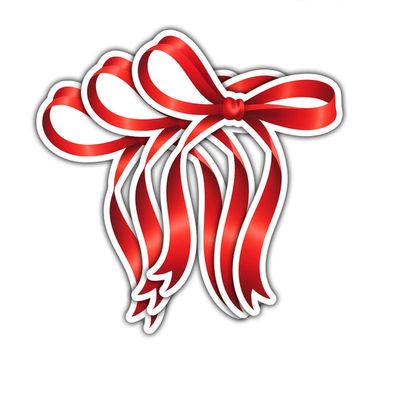 3 Pcs Red Christmas Ribbon Sticker, Festive Bow Vinyl Decal for Gift Wrapping, Cards, Laptops & Water Bottles, Holiday Craft Decorative Sticker