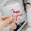 3 Pcs Red Christmas Ribbon Sticker, Festive Bow Vinyl Decal for Gift Wrapping, Cards, Laptops & Water Bottles, Holiday Craft Decorative Sticker view 2