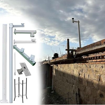 4-Arm Camera Pole Mount - 8.2ft Outdoor Bracket for Security Cameras, Versatile Surveillance Solution for Backyard & Parking Lots, Durable & Weather-Resistant Design