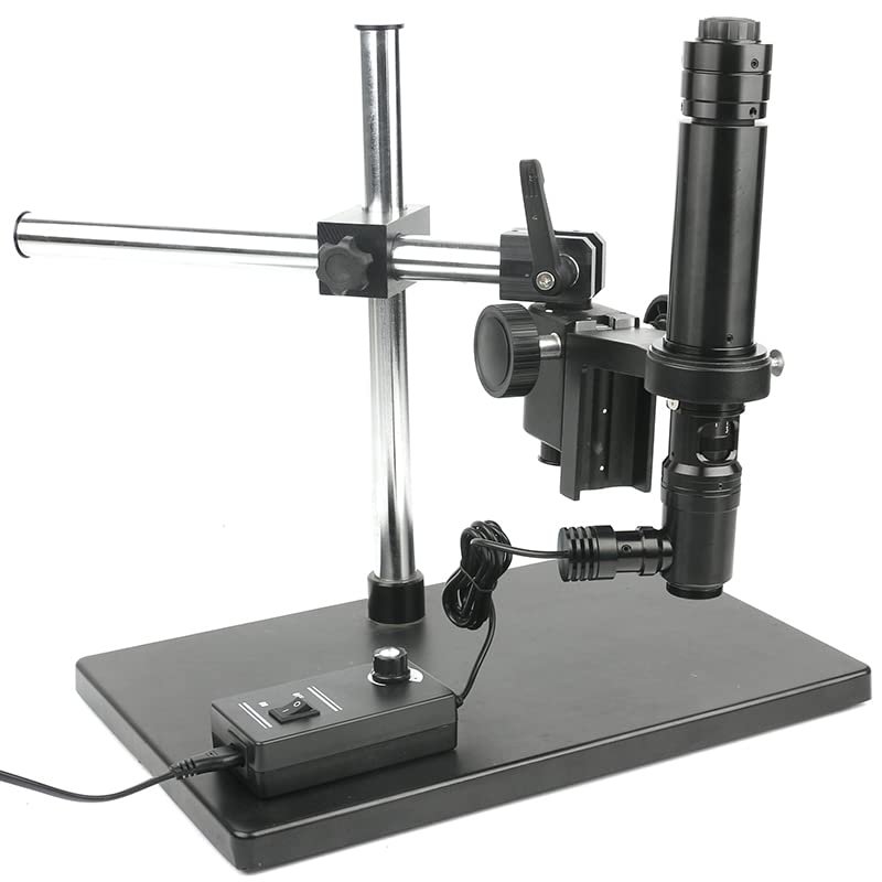 1pc 1400X Coaxial Light Optics Microscope Zoom C Mount Lens Industrial Camera Big Stand Holder for Phone Touch(B,800X)