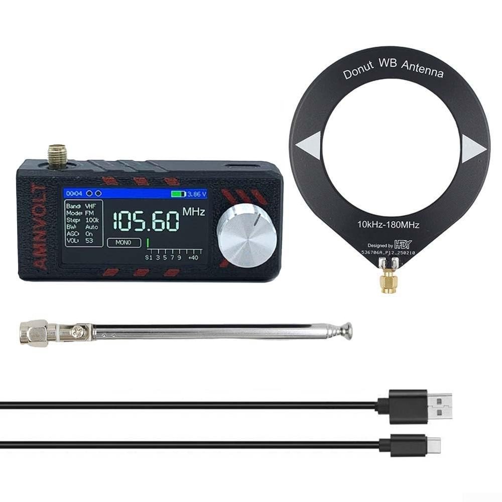 Sumsoctober Compact Mini SI4732 Radio Receiver with 1.9-Inch IPS Screen, FM/AM/LSB/USB Modes, Adjustable Brightness, Headphone and Loudspeaker Support(black)