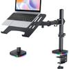 RGB 2 in 1 Laptop Monitor Desk Tray with 3 USB Ports, Charging and USB Data Transfer, Adjustable laptop stand for 13" to 32" Screen and 11"-17 Laptop, Holds 18lbs/Arm, 75x75/100x100 VESA, C-Clamp view 1