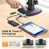 RGB 2 in 1 Laptop Monitor Desk Tray with 3 USB Ports, Charging and USB Data Transfer, Adjustable laptop stand for 13" to 32" Screen and 11"-17 Laptop, Holds 18lbs/Arm, 75x75/100x100 VESA, C-Clamp view 4