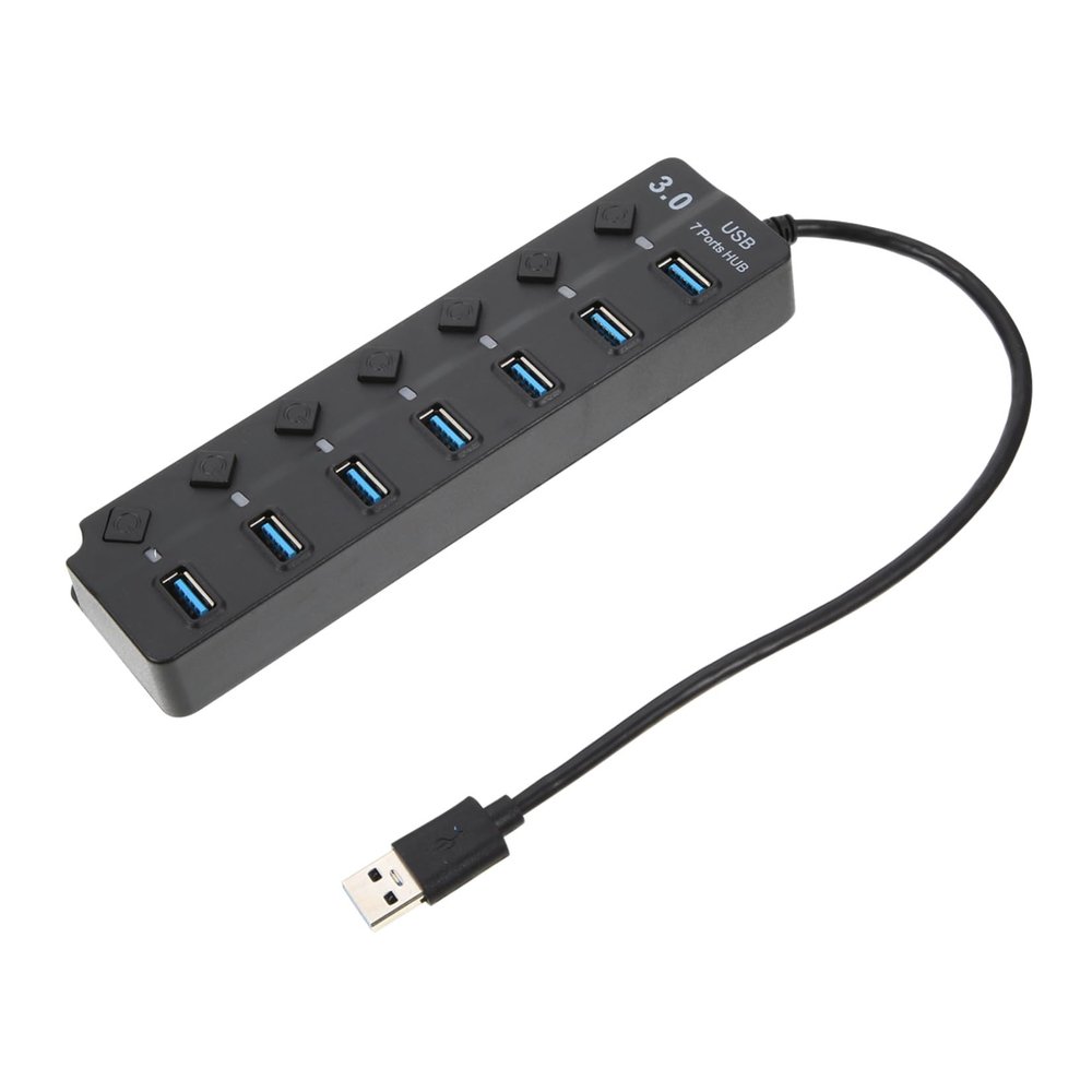 CONGARTENO Multifunction USB Hub Ports with Independent Power Switches and LED Indicators High-Speed Data Transfer Dock Holder for Desktop Computers and Laptops Built Overload Protection