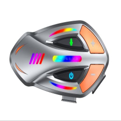 X2 Motorcycle Intercom 2 Rider Helmet Communication System Motorcycle Helmet Bluetooth Headset Bluetooth 6.0 Music Sharing Voice Control Connect Two Devices IP66 Waterproof 15 Lighting (Gray Orange)