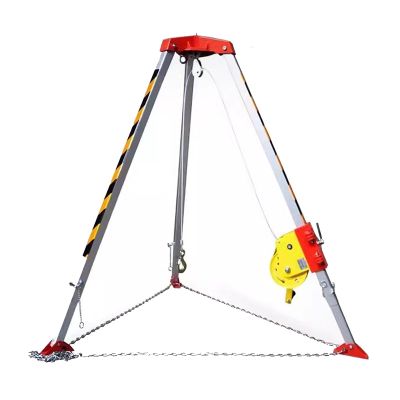 Heavy-Duty Aluminum Tripod - 49ft Retractable Fall Rescue System for Heights, Cliffs, Tight Spaces - Safety Winch for Stability in Confined Areas