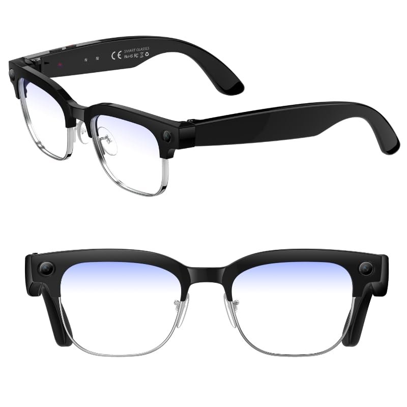 Domars AI Smart Glasses with 8MP Camera, 1080P Video & Audio Recording, Real-Time AI Translation & Voice Assistant, Bluetooth Open-Ear Audio Glasses, IP65 Waterproof for Outdoor & Business