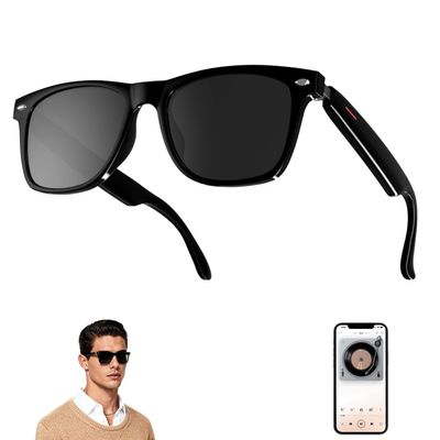 GenXenon Smart Glasses for Men & Women, Bluetooth Glasses with Speakers, UV400 Polarized Lenses, Open Ear Sound, Music/Call, Touch Voice Assistant, Smart Bluetooth Sunglasses for Driving Traveling