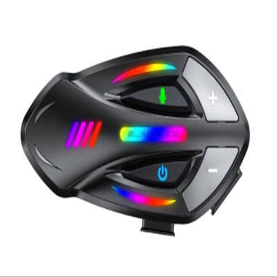 Logto Blaise X2 Motorcycle Intercom 2 Rider Helmet Communication System Motorcycle Helmet Bluetooth Headset Music Sharing Voice Control IP66 Waterproof 15 Lighting Models (Single Pack-Glossy Black)