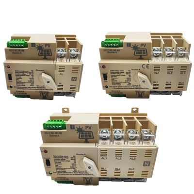 ZGTUYEAJ 1pcs Din Rail 2P 3P 4P Mini ATS ATS PV System Power to City Power on-Grid Solar Power Automatic Transfer Switch AC220V(3p,40A)