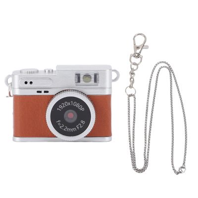 POENVFPO Keychain Video Recorder 1080P, Mini Wearable Body Camera with 0.96" Color Display and 32GB Card for Home Security, Travel Vlog, Sports Events (Brown)