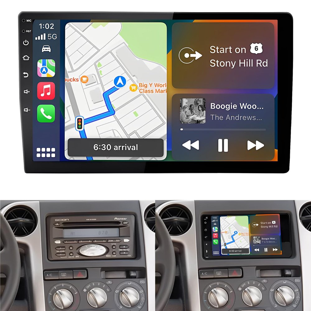 10.1'' Car Radio Stereo for 2004 2005 2006 Scion xB, 4+64G Double Din HD Touch Screen Car Audio Receiver with CarPlay Android Auto, GPS Navigation WiFi Frequency Modulation Bluetooth DSP Camera MIC