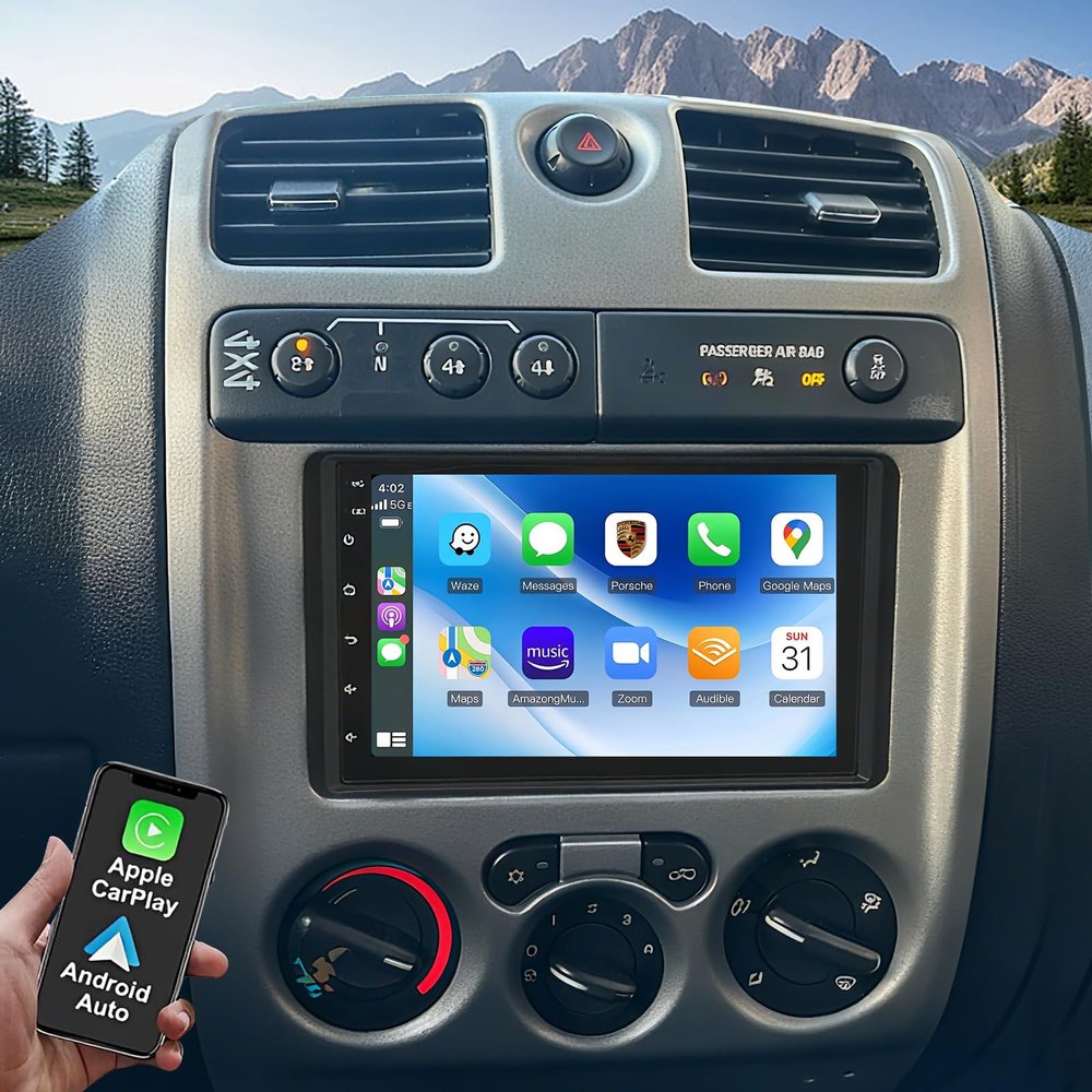 10.1'' Stereo for Chevy Colorado 2004 2005 2006 with Wireless Carplay Android Auto Car Radio for Colorado with Head Unit Bluetooth Radio, 4+64G GPS,WiFi,SWC,FM & RDS+AHD Backup Camera MIC