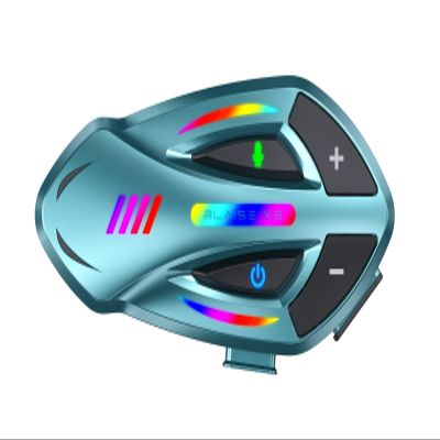Logto Blaise X2 Motorcycle Intercom 2 Rider Helmet Communication System Motorcycle Helmet Bluetooth Headset Music Sharing Voice Control IP66 Waterproof 15 Lighting Models (Single Pack-Blue Green)