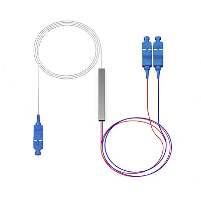 Duttek Precision 1x2 PLC Fiber Optic Splitter with SC/UPC connectors, Engineered for Minimal Insertion Loss and high Reliability in FTTx and PON architectures.