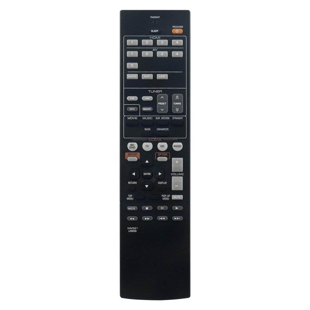RAV521 ZJ66500 Replacement Remote Control for Yamaha AV Receiver Stereo System in Living Rooms or Rooms, Replacement Models RAV463, RAV462, Replace Remote Compatible Models HTR-3067 RX-V283 RX-V373