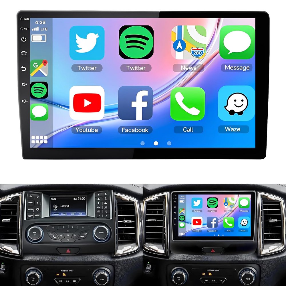 10.1'' Touch Screen Double Din for Ford Ranger 1998 1999 2000 2001 2002 2003 2004 2005 2006 with CarPlay/Android Auto, 4+64G Car Stereo Upgrade 5G WiFi GPS Bluetooth FM SWC AHD Backup Camera