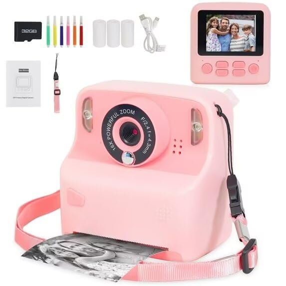 Yexmas Instant Print Digital Kids Camera,Pink