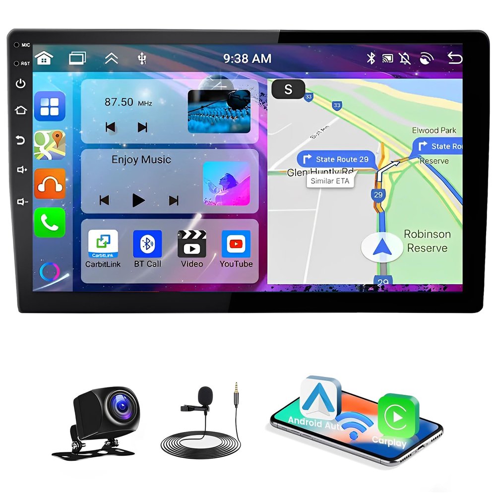 10.1'' Android Stereo for 2011 2012 2013 2014 2015 2016 Scion TC with Wireless & Wired Carplay, Touch Screen Double Din for Scion TC with GPS Bluetooth/FM/Back-up Camera/SWC/Split Screen