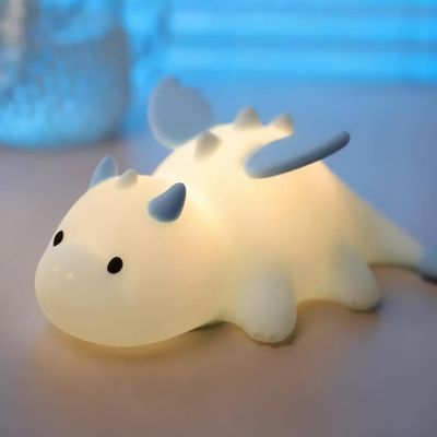 Dinosaur Night Light for Kids, Magnetic Baby Night Lights Plug Into Wall, Silicone Night Lamp Rechargeable, Night Light for Breastfeeding, 3 Dimming with 7 Colors Touch Lamp for Nursery Decor (Blue)