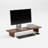 FISUA Minimalist Walnut Wood Veneer Monitor Stand  Single-Screen Desk Riser with Natural Wood Grain for iMac & Modern Workspaces (Walnut, Medium) view 1