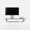 FISUA Minimalist Walnut Wood Veneer Monitor Stand  Single-Screen Desk Riser with Natural Wood Grain for iMac & Modern Workspaces (Walnut, Medium) view 2