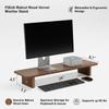 FISUA Minimalist Walnut Wood Veneer Monitor Stand  Single-Screen Desk Riser with Natural Wood Grain for iMac & Modern Workspaces (Walnut, Medium) view 3