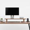 FISUA Minimalist Walnut Wood Veneer Monitor Stand  Single-Screen Desk Riser with Natural Wood Grain for iMac & Modern Workspaces (Walnut, Medium) view 4