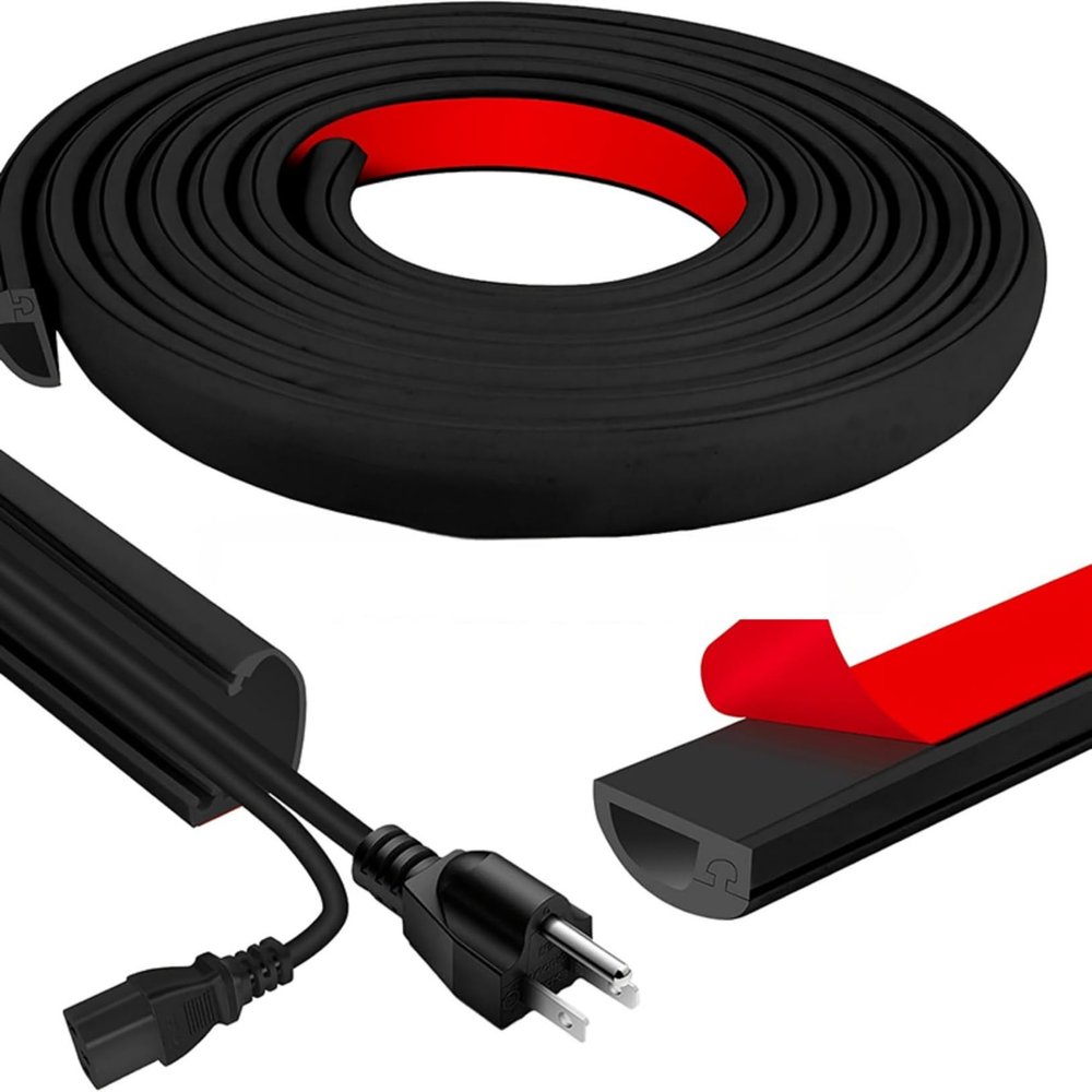 Generic Power Cord Hidden Cover Wall-Mounted Tv Cable Management Kit Adhesive Invisible Wire and Network Cable Concealer(200cm Black).