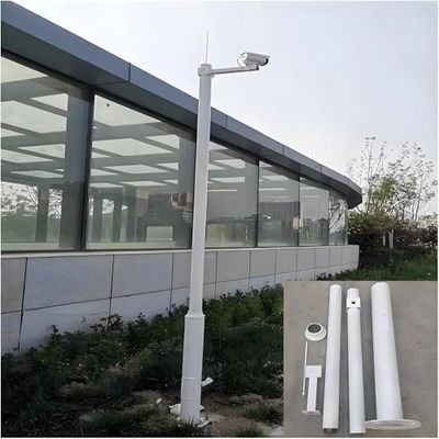 Adjustable Solar Panel & Camera Mounting Bracket Pole, Detachable 6-20ft Security Camera Holder Post, 0.06in Thick Round Design, 19.6ft/6m Rod for Outdoor Surveillance