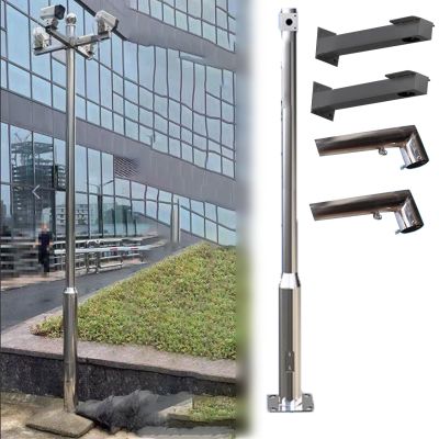 6.6 8.2 9.8 ft CCTV Camera Pole Stainless Steel, 360 Surveillance Cameras Extended Mounting Pole for Outdoor, Security Monitoring Pole Weatherproof(2.5 m (8.2 ft))